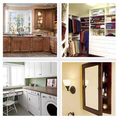 kitchen cabinets, walk-in closet, laundry room, medicine cabinet