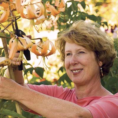 homeowner Valerie Easton in her small garden
