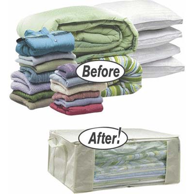 smart linen storage idea to keep your life organized: space bag totes
