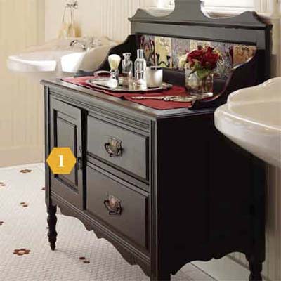 Vintage Washstand in bathroom 