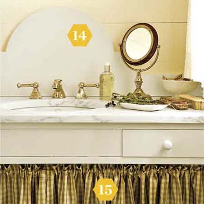 Curved Backsplash and simple skirted sink 