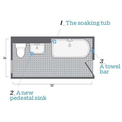 the floor plan didn't change for this classic twenties style bath remodel