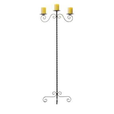 iron candle stand with three candles