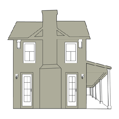 artist rendering of the remodel from the chimney side of this farmhouse