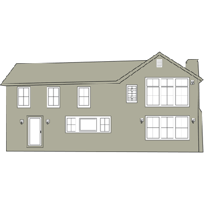 artist rendering of the remodel at the back of this farmhouse