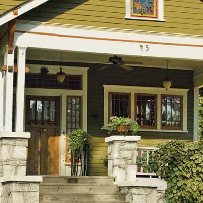 remodeled exterior in Atlanta, GA with faux vintage lights