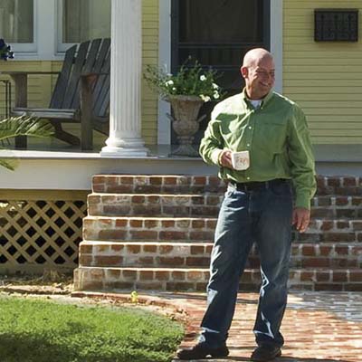 remodel in Baton Rouge, LA with salvaged brick front steps