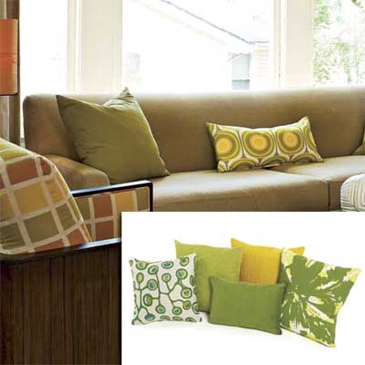patterned pillows adding texture to this remodeled living room