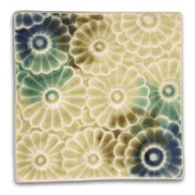 square flower ceramic tile from derby pottery