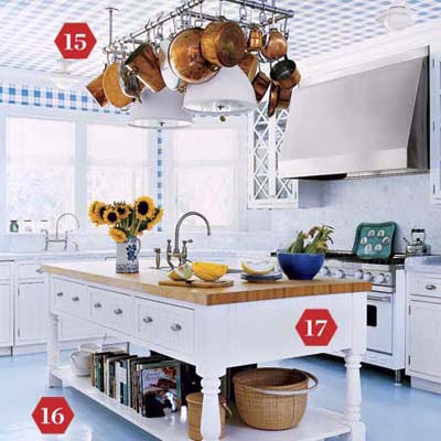 kitchen with blue floors