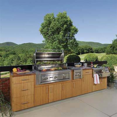bamboo built outdoor kitchen