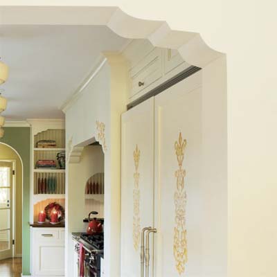 period appropriate details such as this cascading archway and painted scrollwork