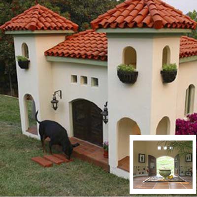 Rachel Hunter's hacienda-style doghouse