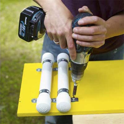 using a drill/driver to add weights to the board
