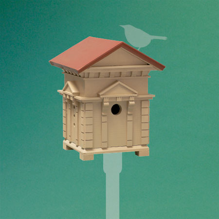 neoclassical-style architectural birdhouse