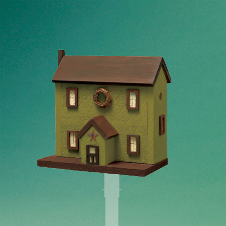 charming colonial-style architectural birdhouse