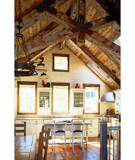 beams farmhouse kitchen