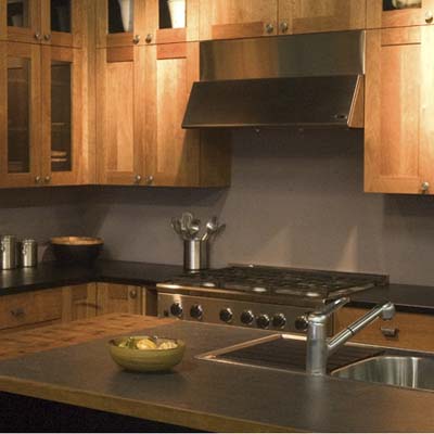 kitchen in green showroom at Environmental Home Center in Seattle, Washington