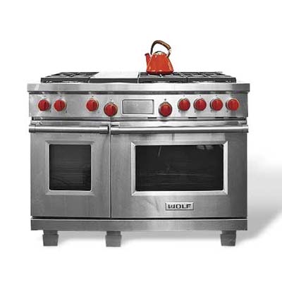 six-burner gas range with electric oven