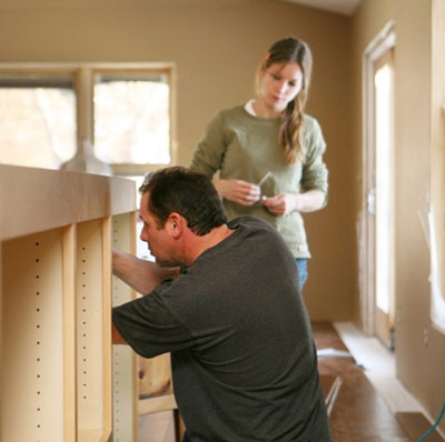 contractor working inside house