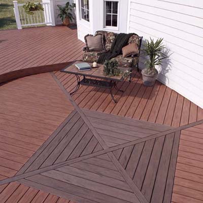 composite deck with centered square medallion detail
