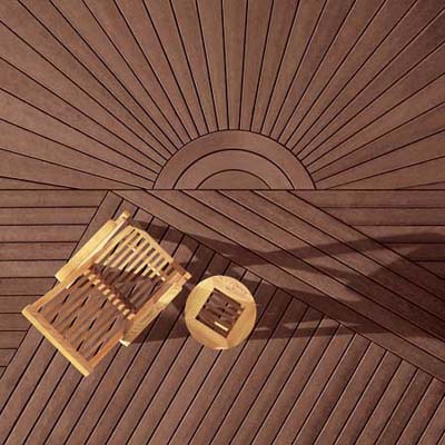composite deck with built in sunrise pattern