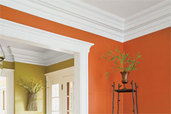 interior room displaying bold use of crown molding