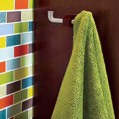 towel hooks save space in small bathroom