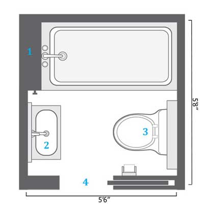 diagram of small bathroom remodel