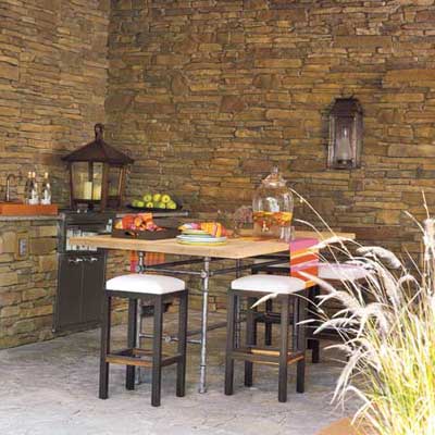 outdoor dining table and butcher block