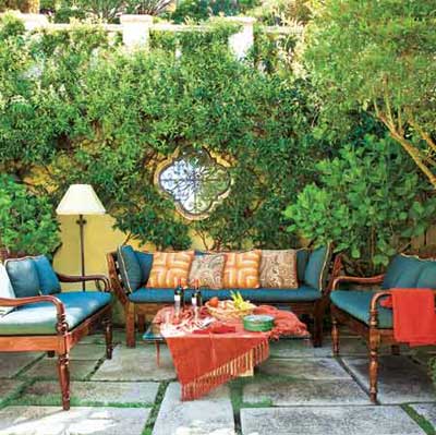 outdoor space with plush couches and coffee table