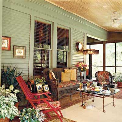 outdoor porch with nature inspired colors
