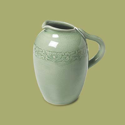 a ceramic water pitcher 