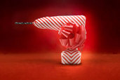Drill/driver wrapped in Christmas gift paper