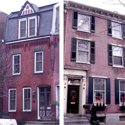 brick Greek Revival rowhouse in best old house neighborhood of quaker hill wilmington delaware