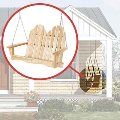 adirondack-style porch swing added to the photoshop redesign of this ranch style house