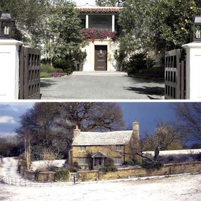 summer and winter holiday houses shown from the front