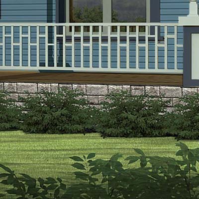a Photoshop makeover of a Folk Victorian focusing on the shrubs in front of the foundation