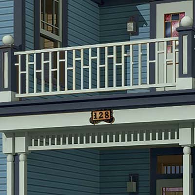 a Photoshop makeover of a Folk Victorian focusing on the spandrel rail between the front porch and the second floor addition
