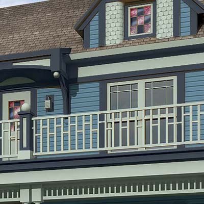 a Photoshop makeover of a Folk Victorian focusing on the captain's walk