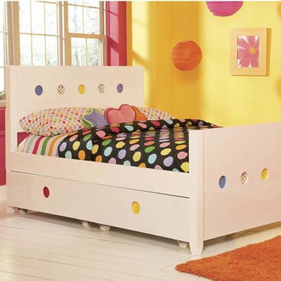 under the bed storage in little girl's room