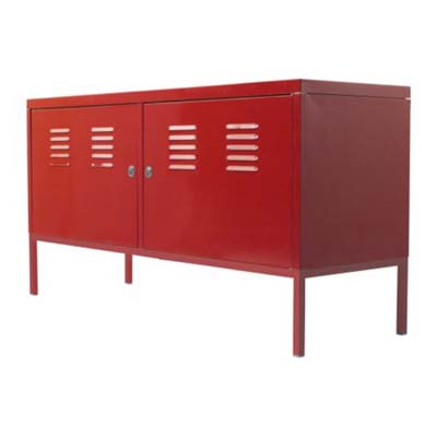 red metal sideboard storage cabinet