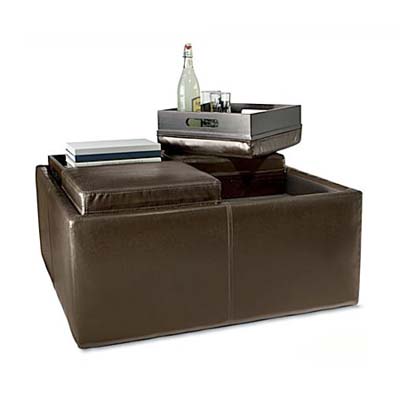 storage ottoman doubles as coffee table