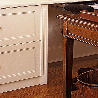 home office with drawers containing files and shredder