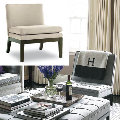 gray toned living room with slipper chair from west elm