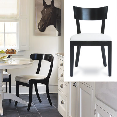 white kitchen with curved back chair from macy's