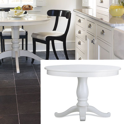 white pedestal kitchen table from crate and barrel