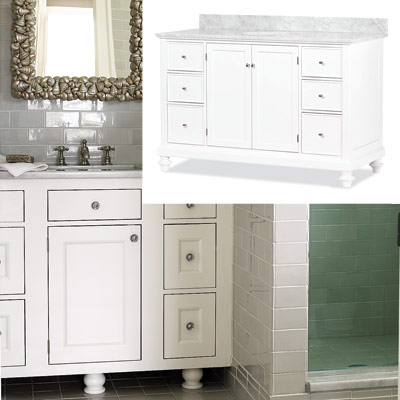 bathroom with white vintage vanity