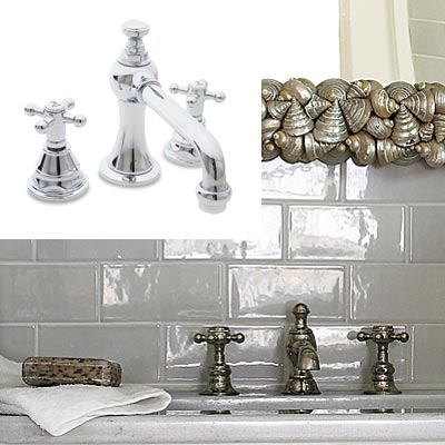 white bathroom with chrome faucet