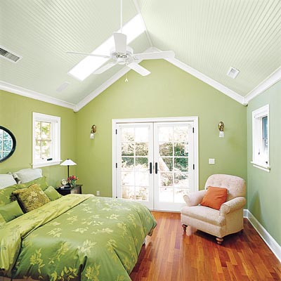 room with full spectrum paint coated walls in green